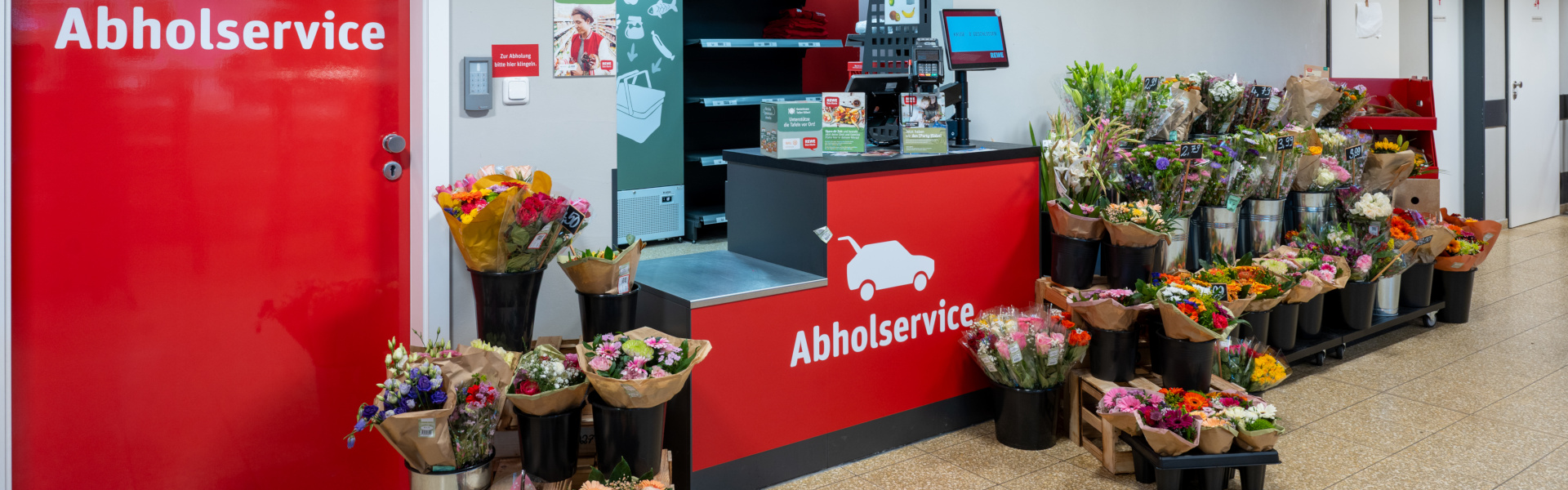 Abholservice und Blumen